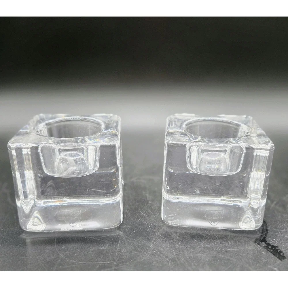 Set/2 Vintage Goran Warff Orrefors  Sweden Ice Cube Votives 2.75